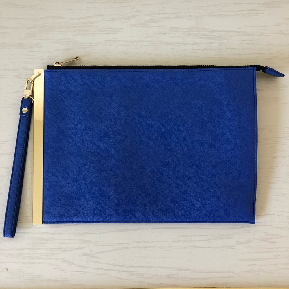 Coast brand Large blue leather clutch